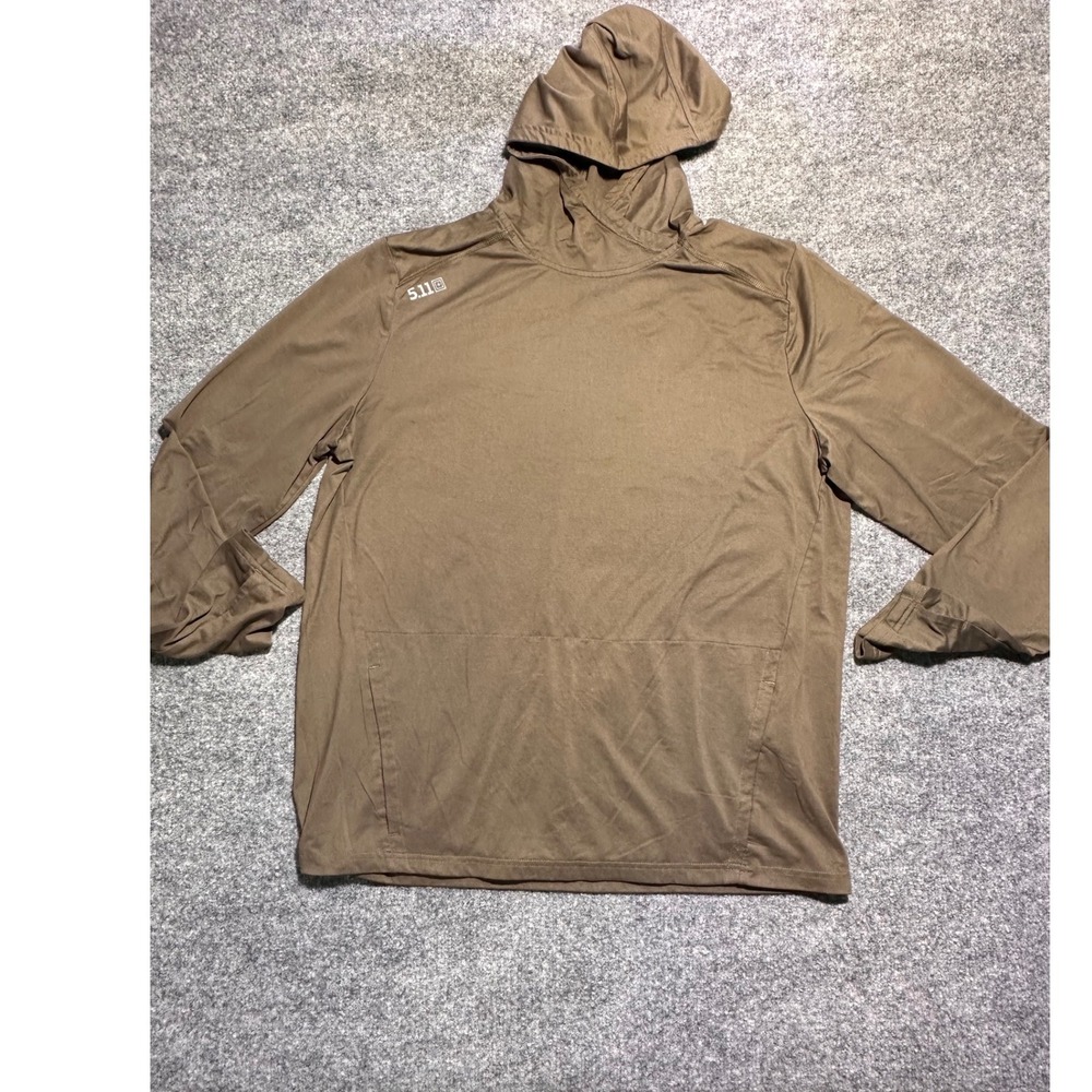 5.11 Tactical PT-R Training Hoodie Mens Large Coyote Brown Thumbhole
